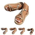 thumbnail image 6 of Bohemian Flat Sandals for Women 2025 Summer Beach Boho Casual Platform Elastic Ankle Strap Dressy Sandals, 6 of 8