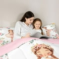 thumbnail image 5 of jejeloiu Kawaii Ballet Dancer Bedding Comforter Set,Rustic Flower Floral Twin Comforter Sets,Romantic Pink Rose Bedding Set For Girls Kids,Ultra Soft Home Decor Reversible,2pcs, 5 of 8