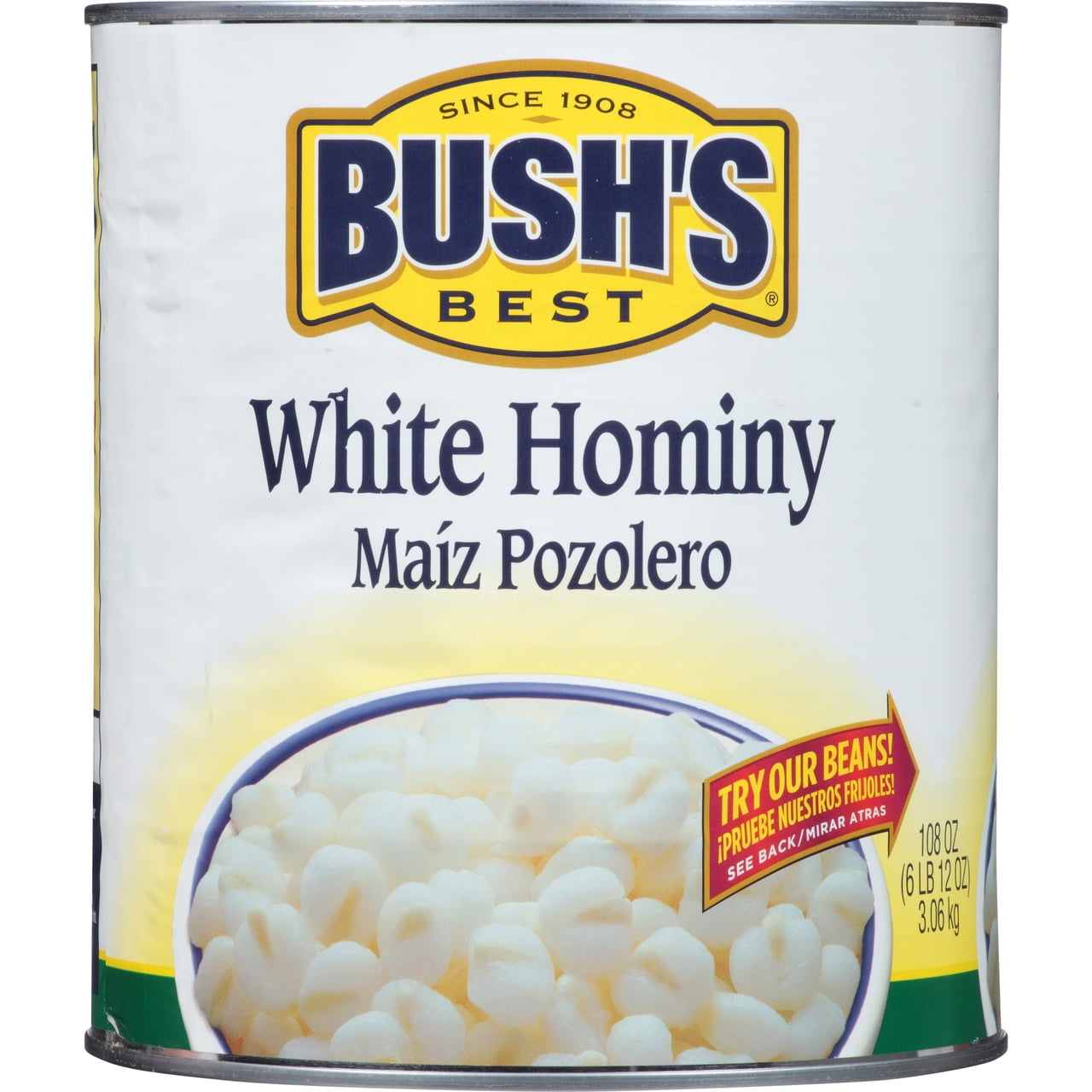(Price/case)Bush'S Best White Hominy 10 Can 6 Per Case