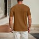 thumbnail image 3 of Pullover de Manga Corta para Hombres de Moda Casual Color Sólido V-Cuello Top Blusas, Poliéster Verano, 3 of 6