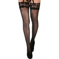 thumbnail image 4 of Sexy Lace Garter Belts Panties Printing Stockings for Women's 3 Piece Lingerie Set Black, 4 of 7
