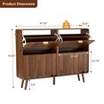 thumbnail image 4 of YOCWO Shoe Storage Cabinet with 4 Flip Drawers for Entryway, Shoe Rack Organizer with Wave Design, Walnut, 4 of 8