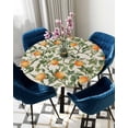 thumbnail image 5 of nqOlkjepod Vintage Orange Green Leaves Round Tablecloth, Fitted Table Cover with Elastic for 55"-60" Round Tables, Farmhouse Botanical Linen Table Cloth Outdoor Dinning Party Waterproof Tablecloths, 5 of 6