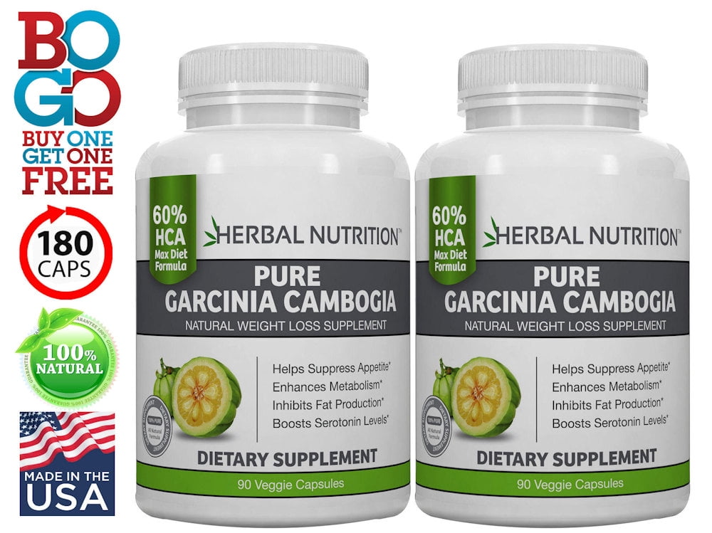 Garcinia Cambogia BOGO Diet Supplement 2-90 Ct Btls 60% HCA 500-2000mg Herbal Nutrition