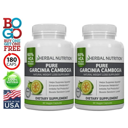 Garcinia Cambogia - BOGO #1 Rate Formula | Two 90 Counts Bottles | 60% HCA|Multi-Level Dosing 500mg - 2000mg | Maximum Strength Formula