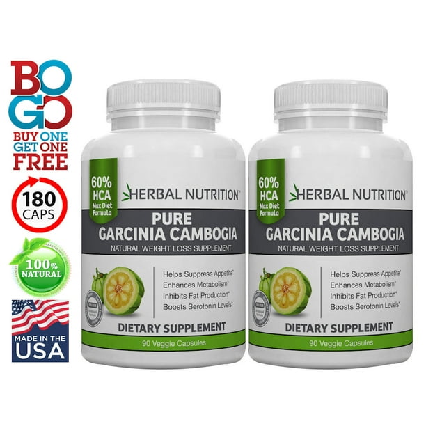 Garcinia Cambogia For Weight Loss Buy One Get One Two 90 Counts Bottles 60 Hca 500mg 2000mg Maximum Strength Formula Walmart Com Walmart Com