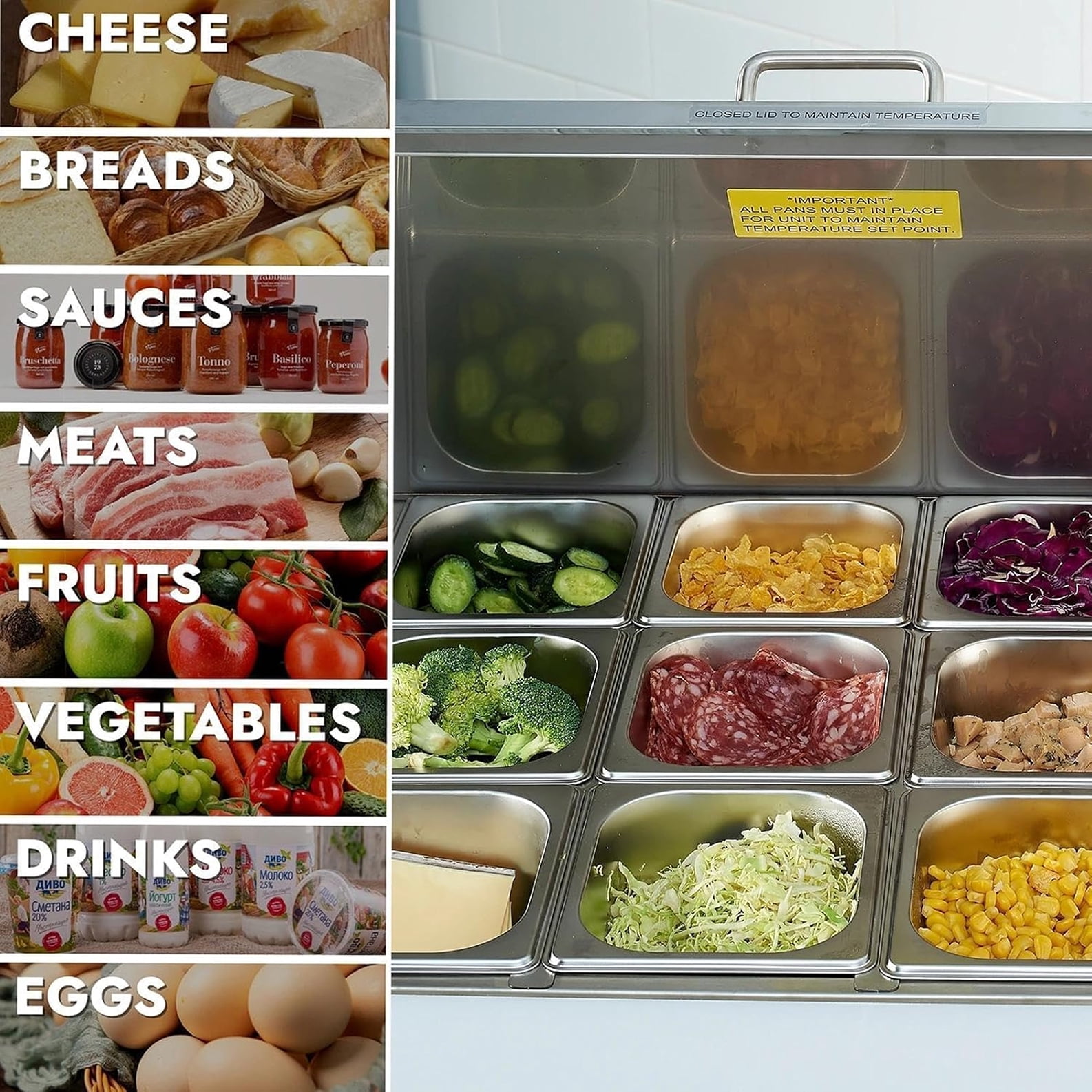 60 in. 2 Door Refrigerator Sandwich & Salad Prep Table 17 Cu.Ft. Commercial Mega Top Refrigerator, NSF