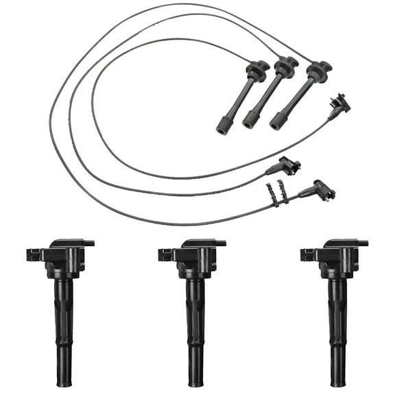 Set of 3 ISA Ignition Coil Pack and Wire Set Compatible with Toyota T100 Tacoma 4Runner Tundra 3.4L V6 1995-2004 Replacement for UF156 C1041 GN10184 90919-02212 5C1308 S623025