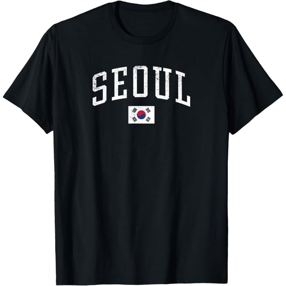 Vintage Seoul South Korea Country Flag Souvenir Vacation T-Shirt