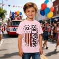 thumbnail image 2 of Tisuna Boys Patriotic Graphic Tees Cartoon Print Short Sleeve Crew Neck Tops Fashion Comfortable Little Children Youth Festival Party Stylish Shirts Size 10-11 Years Pink, 2 of 3