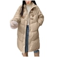 thumbnail image 3 of Jinhomg Cotton Coat for Women Oversized Mid Length Puffer Jacket Fall Winter Thermal Cozy Button Down Heavyweight Coats with Pockets Khaki XXL, 3 of 7