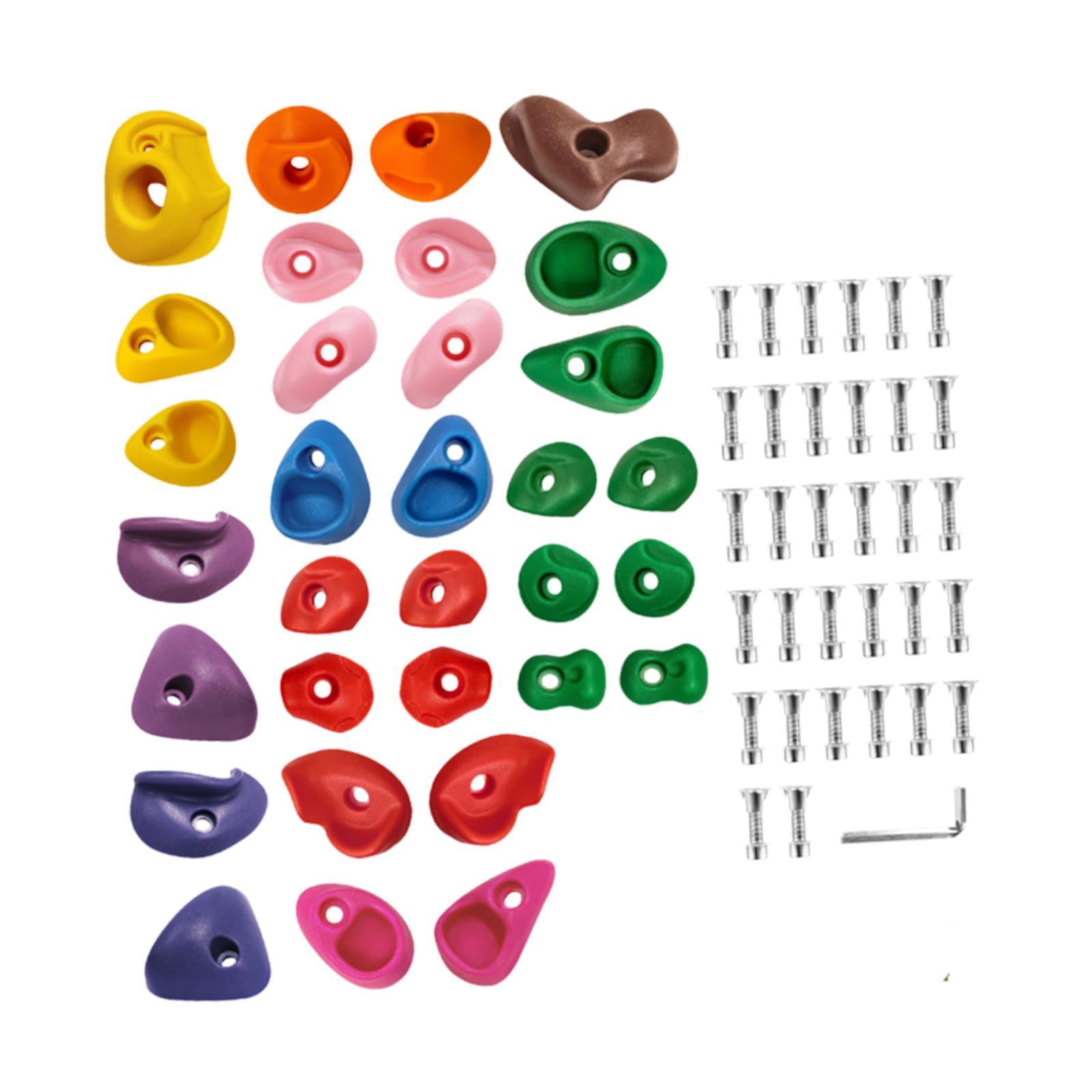 Wswqop 32 Pieces Rock Climbing Holds Climbing Rocks Includes Mounting Hardware Coloured