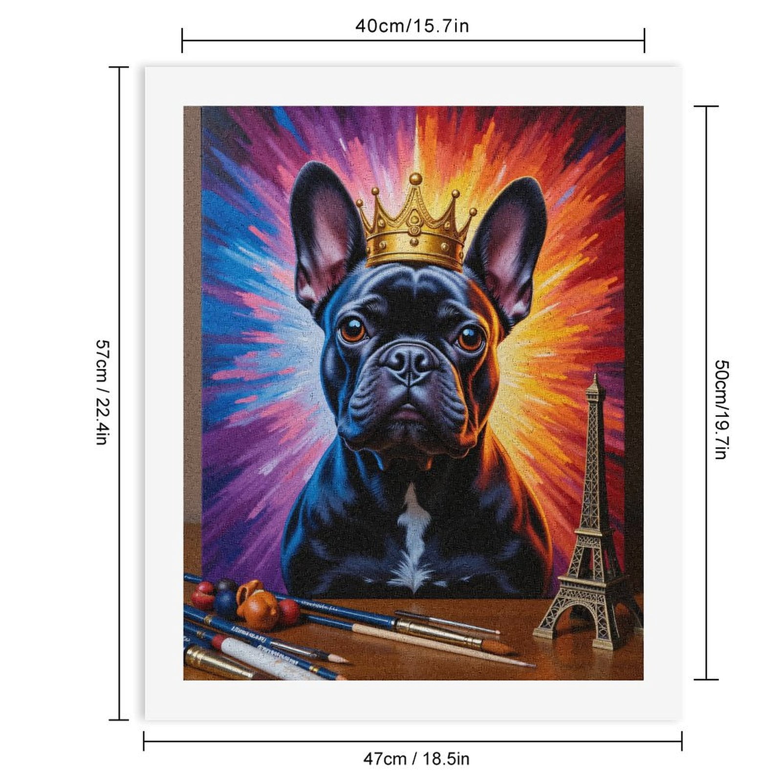 Paint By Numbers Kit for Adults Beginner - Dog Crown Art Paris Eiffel Painting DIY Canvas Painting Kits for Adults, Frameless Paint By Number for Adults for Home Wall Decor 16x20 Inch
