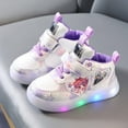 thumbnail image 2 of Light up Shoes for Girls Cute Cartoon Trendy Color Block Flat Sneakers Hook and Loop Lace up Casual Skate Shoes Purple 8.5 Toddler, 2 of 8