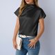thumbnail image 2 of Camisetas de Manga Corta de Cuello Alto para Mujeres Moda Casual Primavera Cuello Redondo Medio Cuello Alto Hombro Izquierdo Plisado Superior, 2 of 6