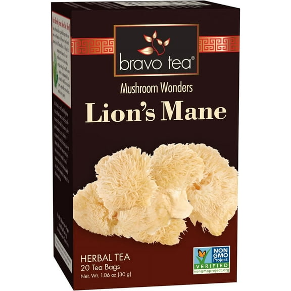 Bravo Tea Lions Mane Mushroom Herbal Tea Bags, 20 Ea, 2 Pack