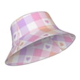 thumbnail image 2 of Easygdp Heart Buffalo Plaid Double-Sided Reflective Fisherman Hat,Sun Visor,Casual Hat,Fluorescent Hat,Suitable For Outdoor And Night Walking,Unisex, 2 of 9