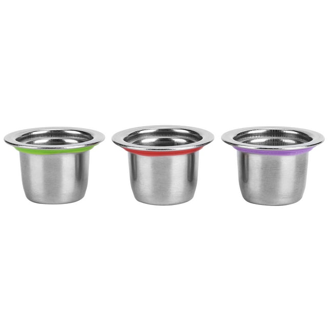 Jadeshay 3Pcs/Set Coffee Capsule Reusable Pod Stainless Steel Refillable Filter 30x22x20mm