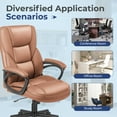 thumbnail image 2 of Furmax High-back Executive Office Chair With Lumbar Support Height Adjustable Swivel Seat PU Leather, Light Brown, 2 of 7