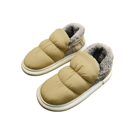 

Colisha Womens House Shoe Cozy Slippers Slip On Winter Slipper Unisex Non-slip Warm Snow Boots Soft Plush Shoes Light Yellow 5.5
