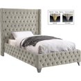 thumbnail image 4 of Meridian Furniture Savan Cream Velvet Twin Bed, 4 of 13