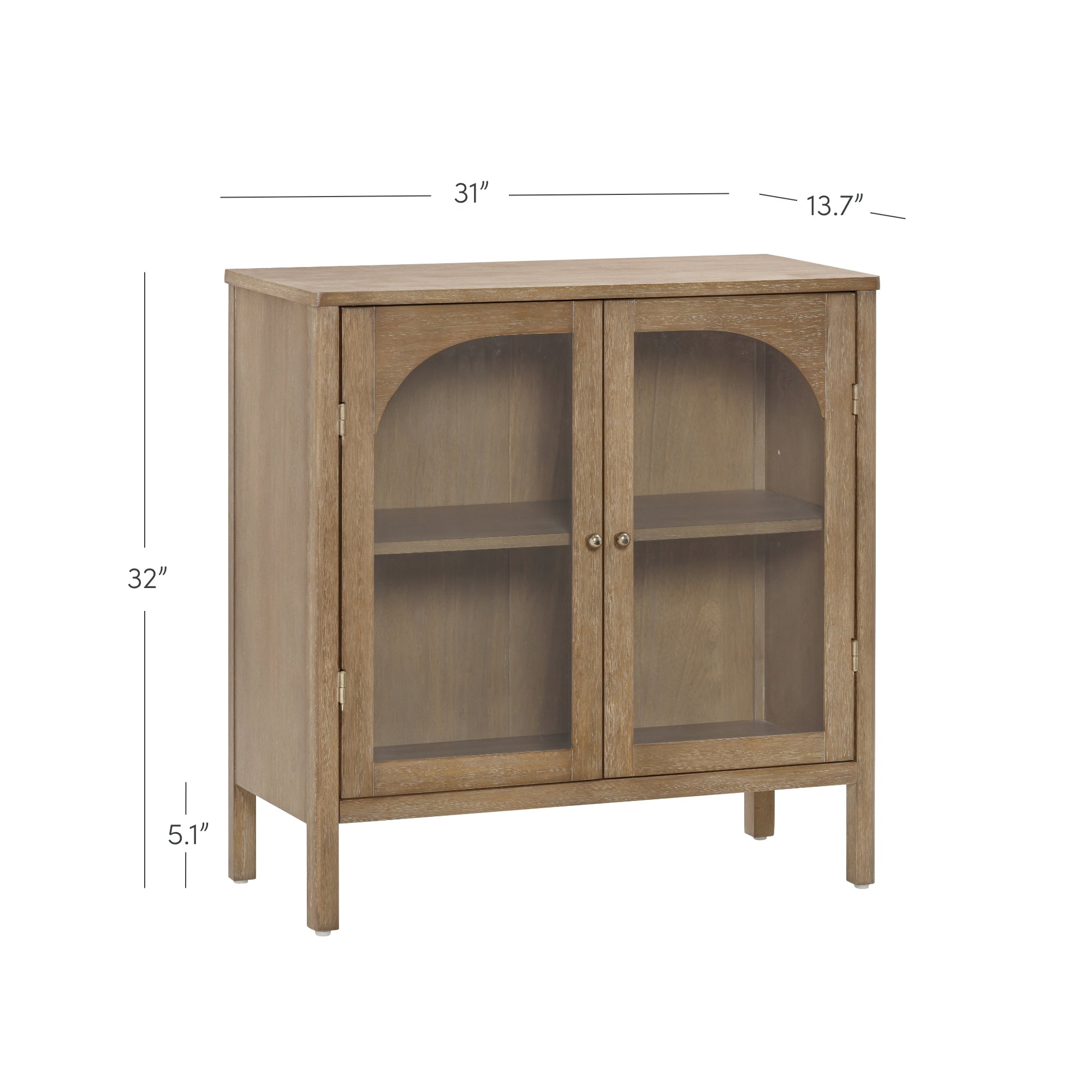 Nathan James Adjustable Shelf Modern Sideboard, MDF Rubberwood Glass Light Brown