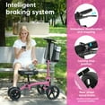 thumbnail image 5 of COSYWILL Steerable Knee Scooter,Economy Knee Walker,All Terrain Foldable Medical Scooter for Foot Injuries Crutches Alternative,Pink, 5 of 7
