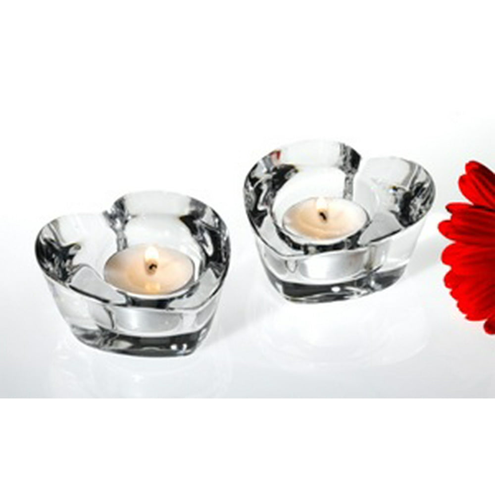 HeartShaped Romantic Clear Crystal Candle Tea Light Votive Holders