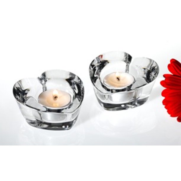 HeartShaped Romantic Clear Crystal Candle Tea Light Votive Holders
