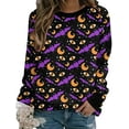 thumbnail image 1 of Chandails en Molleton d'Halloween pour Femmes Citrouille Col Rond Décontracté Manches Longues Ample Chandail de Vacances, 1 of 3