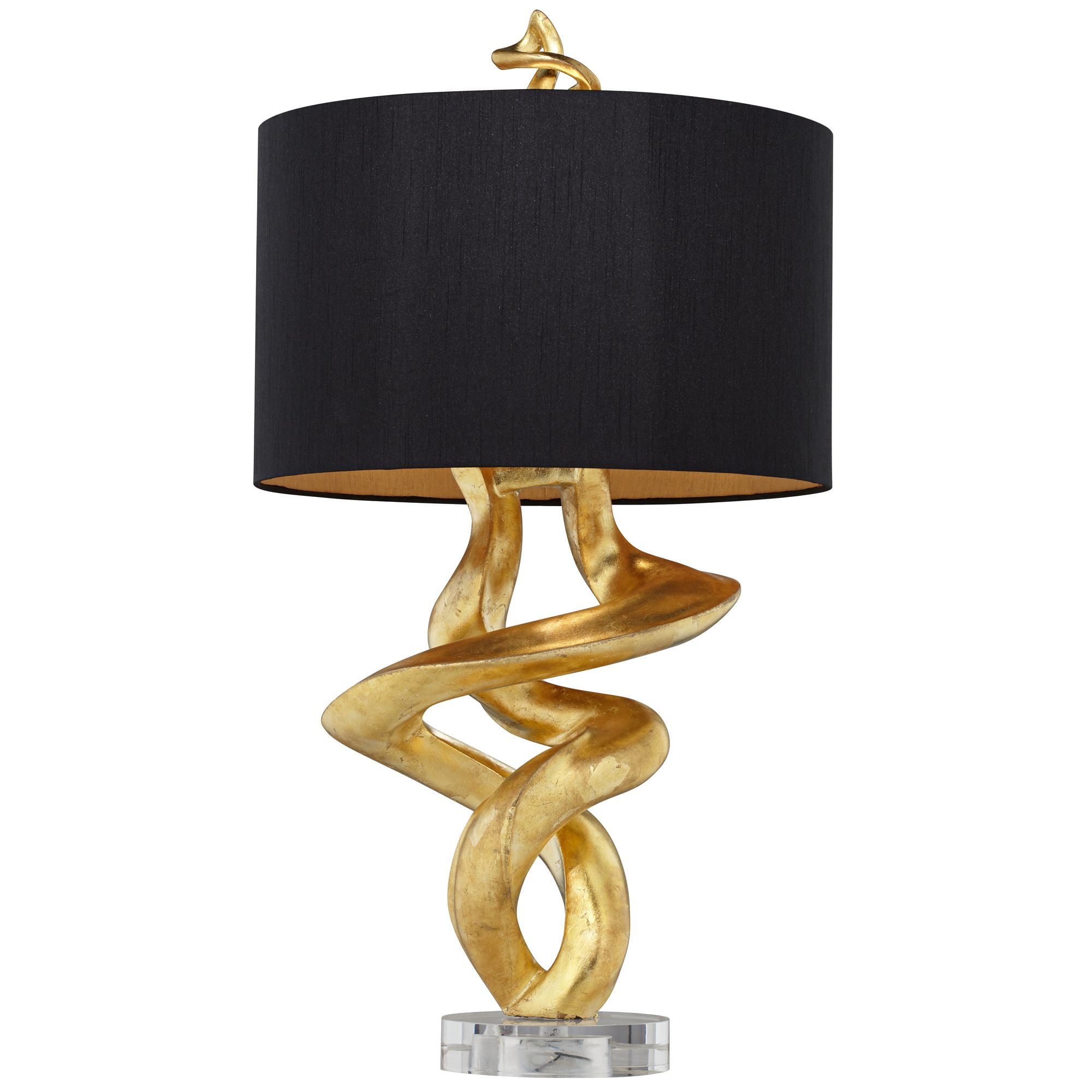 Kathy Ireland Impressions 33" Tall Sculpture Base Large Modern Luxury End Table Lamp Gold Leaf Finish Single Living Room Bedroom