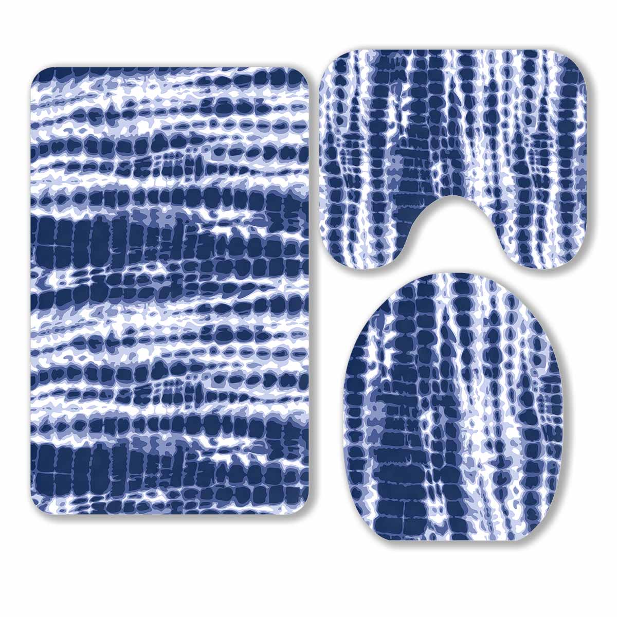 PKQWTM Indigo blue tie dye textile Editable repeat 3 Piece Bathroom