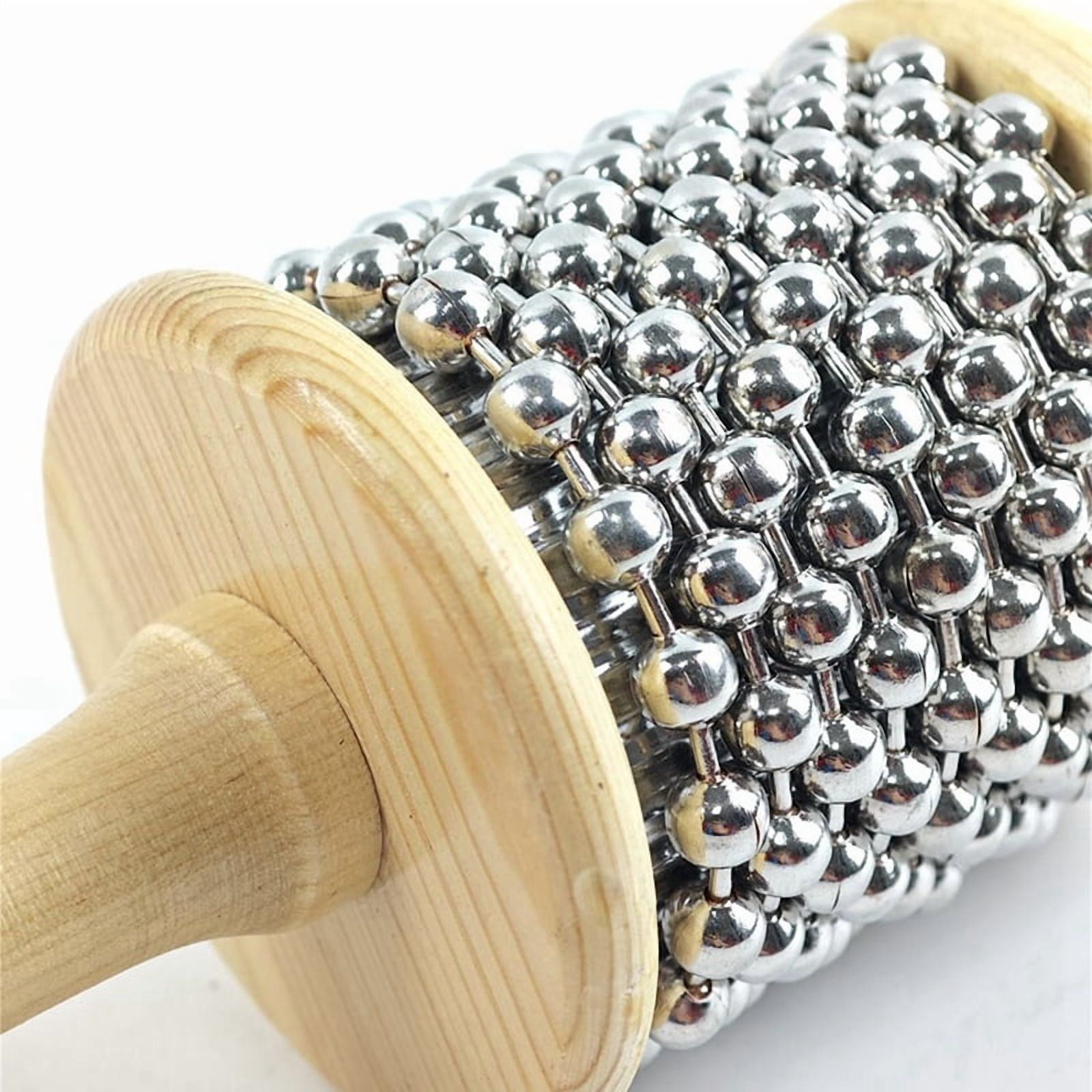 Diameter 13.5cm Wooden Hand Kabasa, Hand-Cranked Percussion Instrument with Metal Beads for Adult Band Music Education,1 * Kabasa