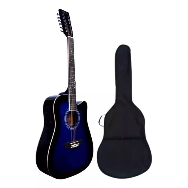 Guitarra Segovia Texana Electroacústica 12 Cuerdas Azul Sombreada