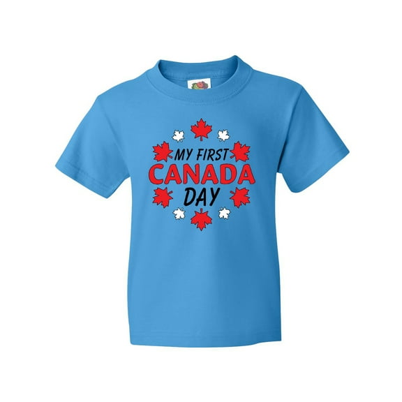 Inktastic My First Canada Day with Red and White Maple Leaves Youth T-Shirt