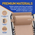 thumbnail image 6 of SereneLife Weather-Resistant Zero-Gravity Chairs with Side Table Set of 2 Cream, 6 of 8
