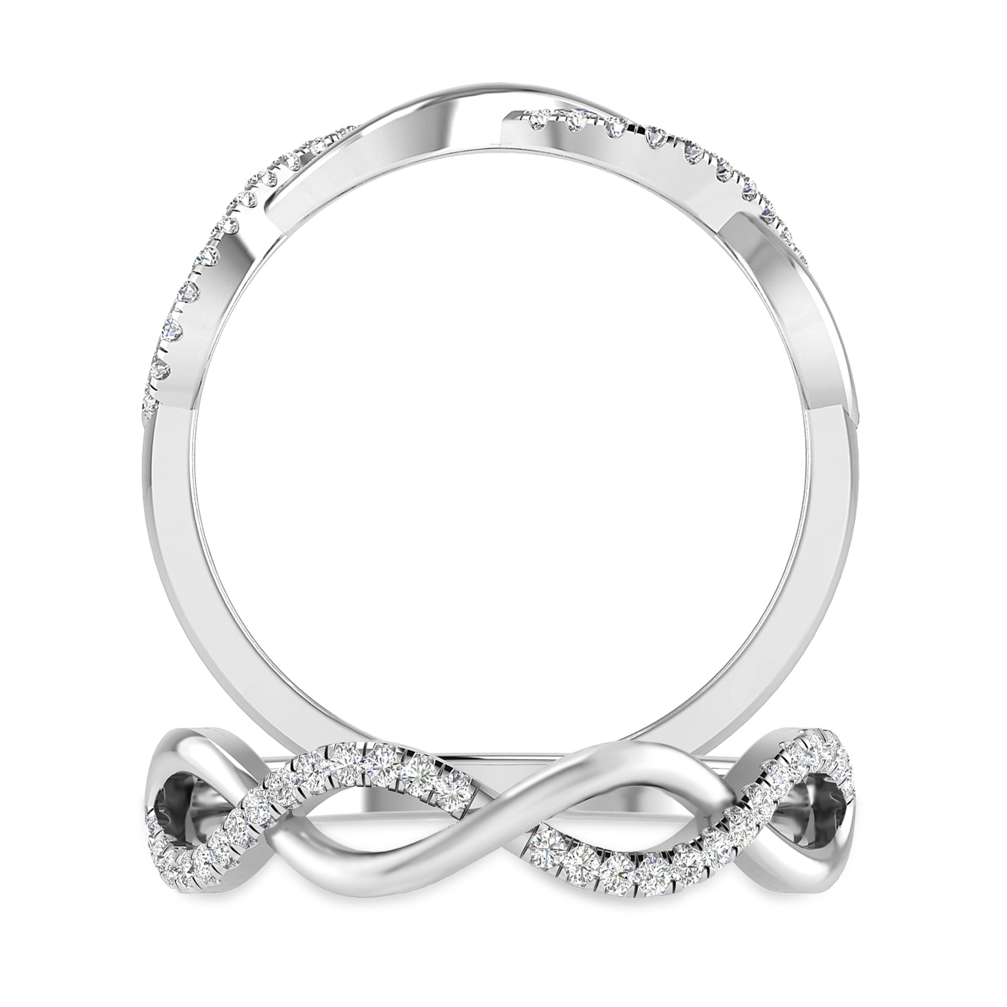 1/10 Carat 10kt White Gold Diamond Petite Twist Wedding Anniversary Stackable Band. ( H-I Color, I2-I3 Clarity )