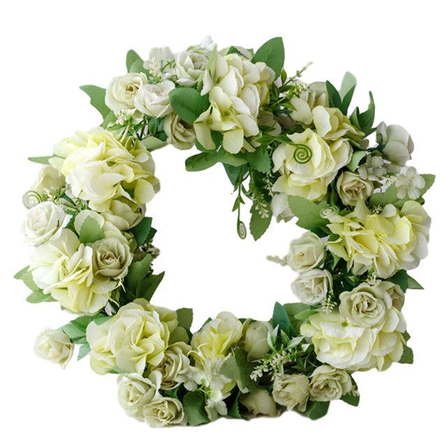 Puerta artificial Guirnalda de flores Oficina en casa Simulación colgante Decoración floral Banquete de boda Corona de flores falsas, Verde kenally HA9087-04B