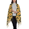 thumbnail image 2 of Haiem Vintage Black Plaid Sunflower Pattern Women's Long Blanket Scarf Chunky Oversized Winter Fall Warm Scarf Big Tartan Scarves Wrap Shawl Ladies Gifts, 2 of 8