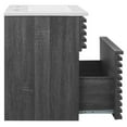 thumbnail image 3 of Wall Mount Sink Vanity Cabinet, Dark Grey Gray White, Wood, Mid Century Hotel Bedroom Bathroom, Modern Contemporary HB33698, 3 of 9