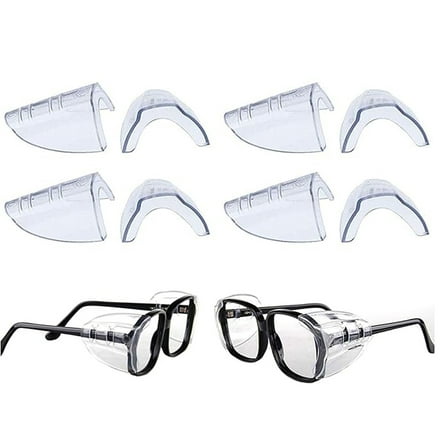 GoXteam 4 Pairs Eye Glasses Side Shields,Slip on Side Shields for Safety Glasses Fits Small to Large Flexible Clear Universal