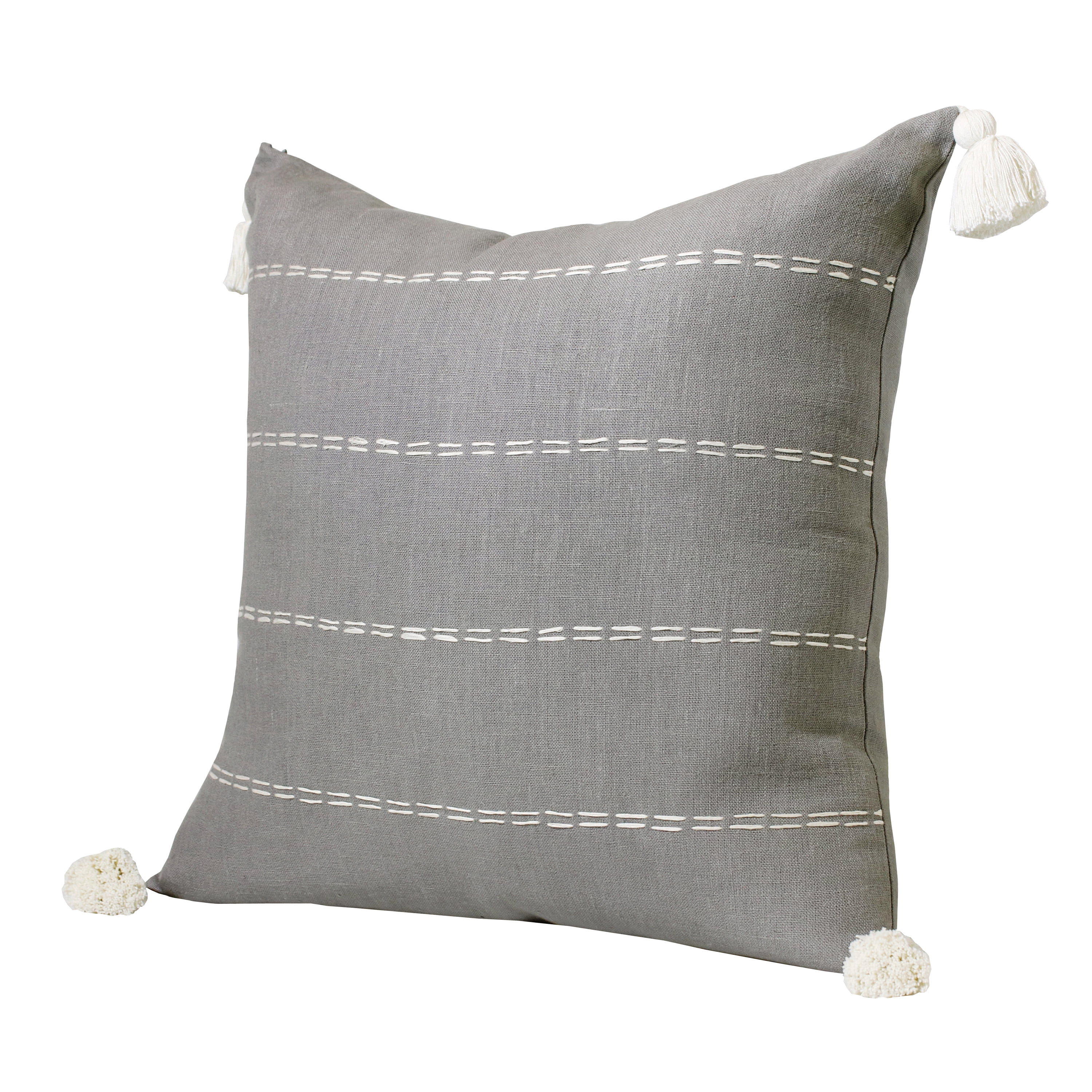 Harlow Hill Faye 20" x 20" Slate Gray Striped Linen Adult Decorative Throw Pillow Cover