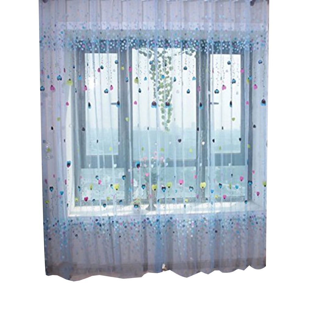 Blue Balloon Sheer Window Curtain Tulle Door Window Blinds Children