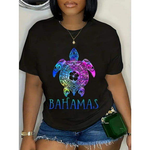 100% Cotton Bahamas Caribe Tie Dye Sea Turtle Vacation T-Shirt