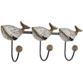 thumbnail image 6 of DecMode 18" x 8" Beige Wood Handmade Distressed 3 Hanger Whale Wall Hook with Black Metal Accents and Wood Ball Details, 1-Piece, 6 of 9