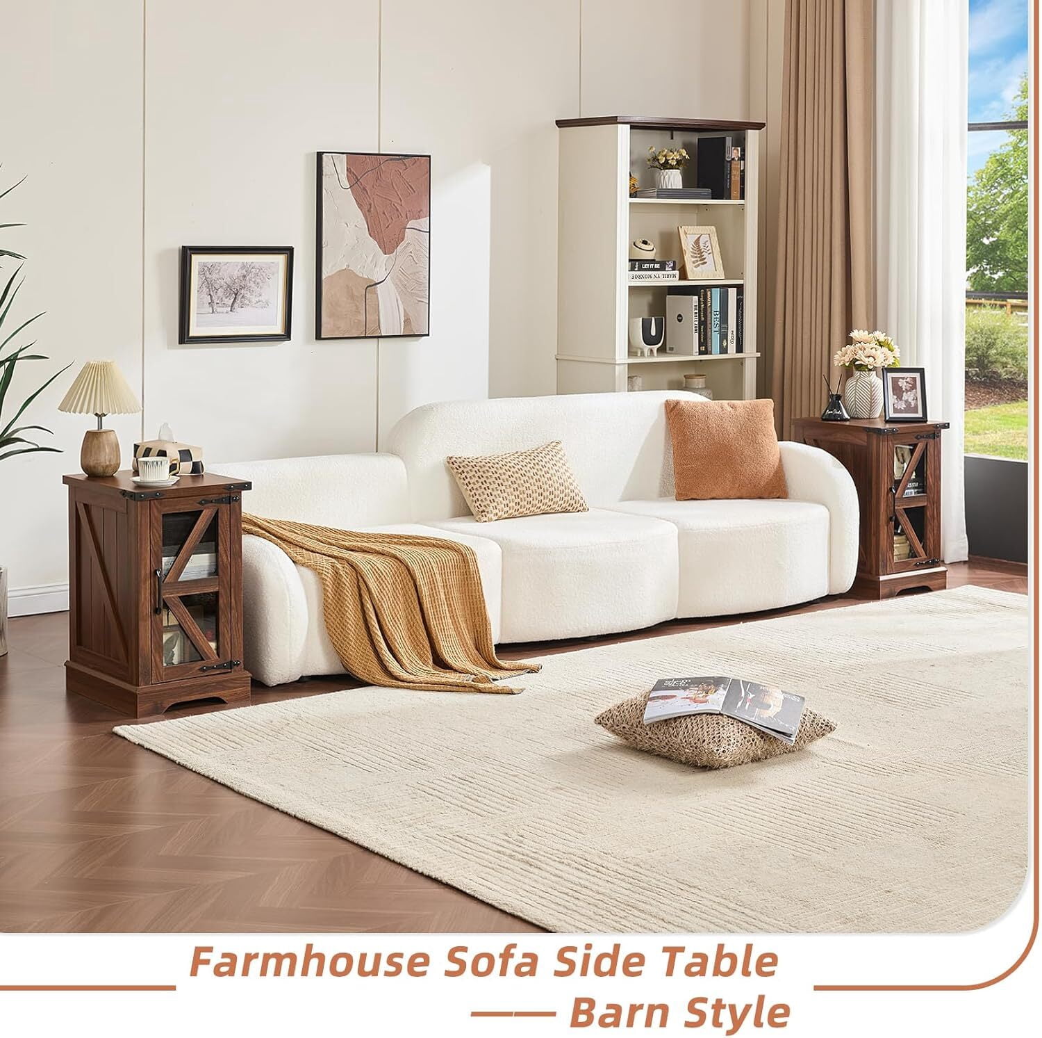 Joaxswe Wood 3-Piece Adult Coffee Table Sets Includes 1 and 2 End Tables Home Accent Furniture for Living Room, Brown