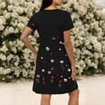 thumbnail image 5 of Edvintorg Floral Dress for Women Printed Short Sleeve V Neck Lightweight Soft Casual Dresses Womens Summer Clothes Black L, 5 of 7