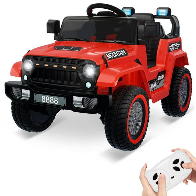 Zzistar Kids 12V Ride on Truck Car, Battery Powered 4 Wheeler Electric Car with Parent Remote Control, 3 Speed Ride on Car with Spring Suspension, LED Lights, Music