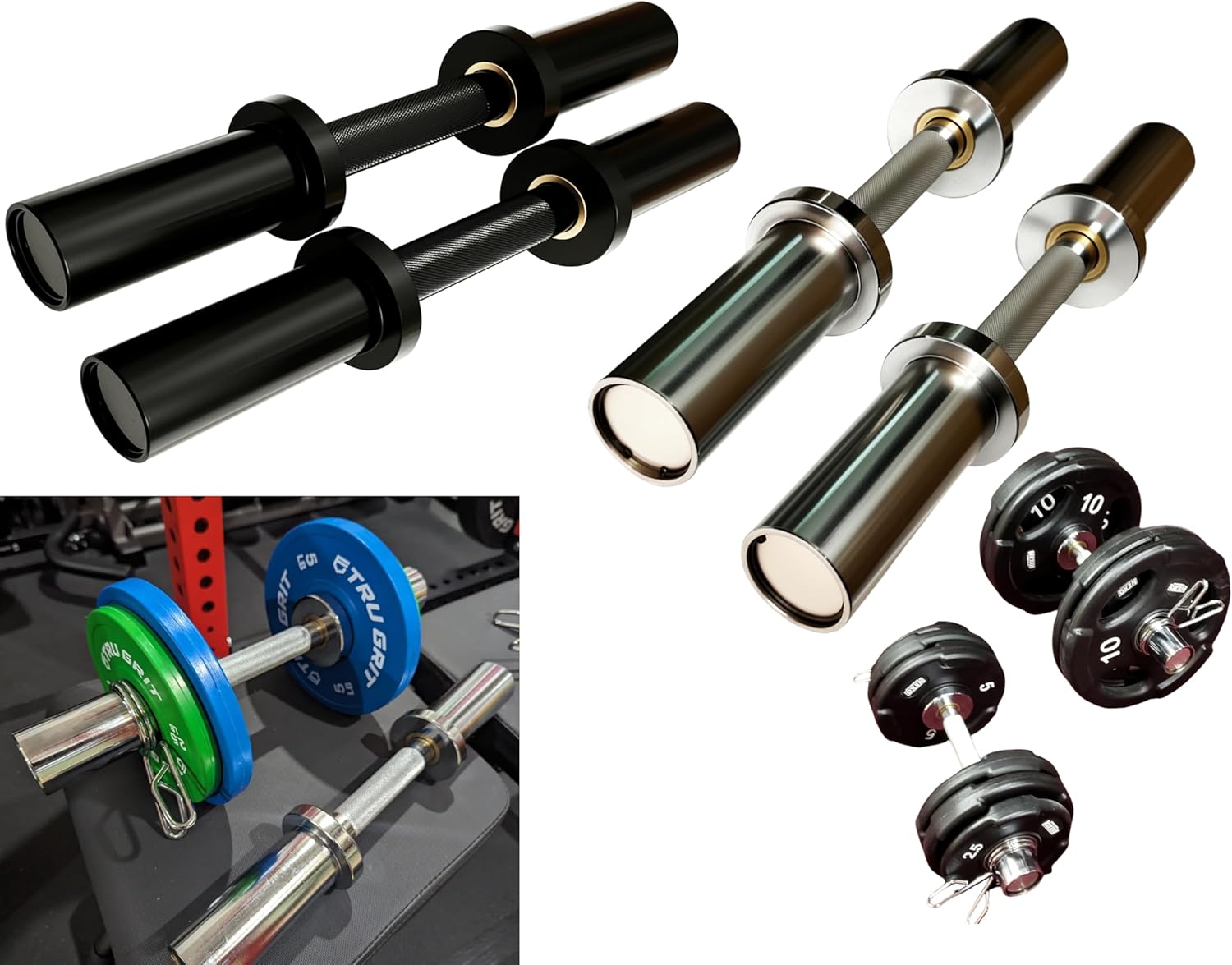 Yuhqc 16 Inch Olympic Dumbbell Bar Set with Collars - Adjustable Weightlifting Handle for Home Gym Strength Training