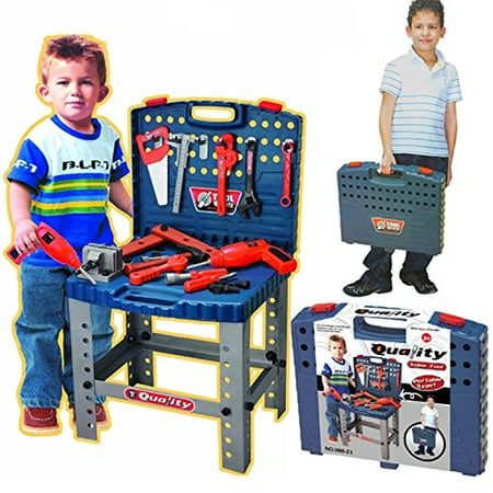 Realistic Toy Tool Set Workbench Kids Workshop Toolbench With